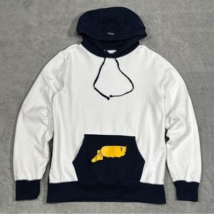 NOAH Winged Foot Runner Hoodie Mens XL White Navy Colorblock Snap Streetwear